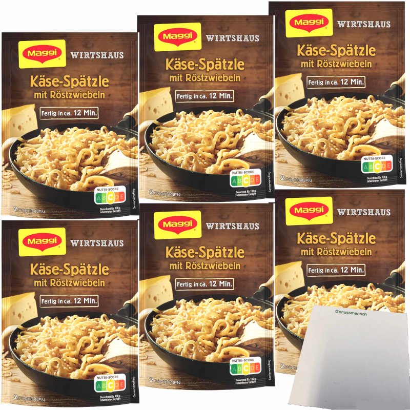 Maggi Wirtshaus Schwäbische Käse-Spätzle mit Röstzwiebeln 6er Pack (6