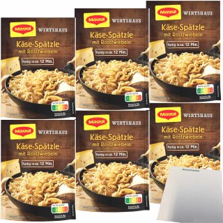 Maggi Wirtshaus Schwäbische Käse-Spätzle mit Röstzwiebeln 6er Pack (6x119g Packung) + usy Block