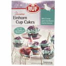 Ruf Einhorn Cup Cakes Backmischung mit Backförmchen Creme und knetbarer Zuckermasse 3er Pack (3x365g Packung) + usy Block