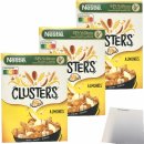 Nestle Clusters Mandel Cerealien 63% Vollkorn 3er Pack (3x325g Packung) + usy Block