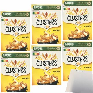 Nestle Clusters Mandel Cerealien 63% Vollkorn 6er Pack (6x325g Packung) + usy Block