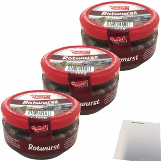 Müllers Rotwurst 3er Pack (3x160g Glas) + usy Block