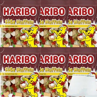 Haribo Süße Waffeln 6er Pack (6x175g Beutel) + usy Block