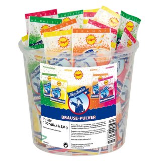 Ahoj-Brause Pulver mit allen 4 Sorten (580g Eimer) B Ware Dose beschädigt