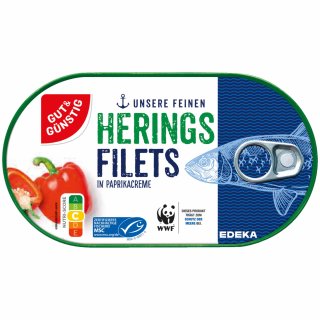 Gut&Günstig Heringsfilets in Paprikacreme mit Paprikastückchen (200g Dose)