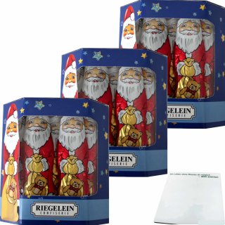 Riegelein Flache Weihnachtsmänner aus Vollmilch Schokolade 3er Pack (3x10Stk, 125g Packung) + usy Block
