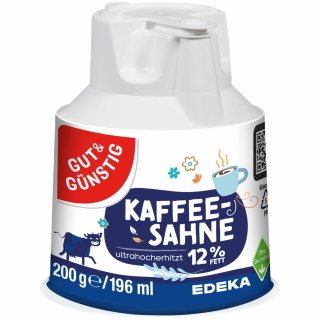 Gut&Günstig Kaffeesahnekännchen 12% Fett Kaffee-Sahne wiederverschließbar (200g)