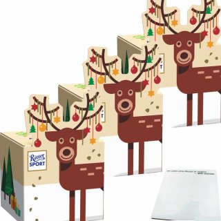 Ritter Sport Rentier Würfel 3er Pack (3x83g Packung) + usy Block