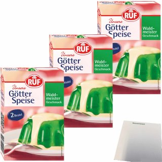 Ruf Götterspeise Waldmeister zum Kochen 3er Pack (3x24g Packung) + usy Block