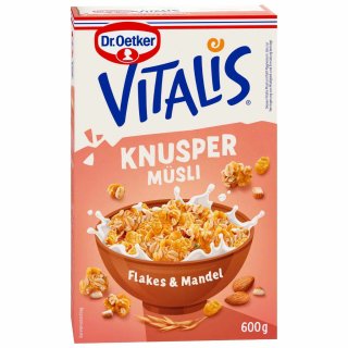 Dr. Oetker Vitalis Knusper Müsli Flakes und Mandel 600g MHD 08.2023 Restposten Sonderpreis