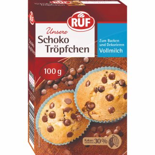Ruf Schoko Tröpfchen zum Backen und Dekorieren (100g Packung)