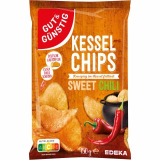 Gut&Günstig Kesselchips Sweet Chili knusprig im Kessel frittiert (150g Packung)