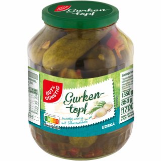 Gut&Günstig Gurkentopf knackig-würzig mit Silberzwiebel (850g ATG)