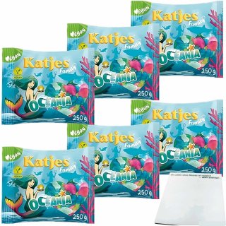 Katjes Family Oceania farbenfrohes Fruchtgummi 6er Pack (6x250g Packung) + usy Block