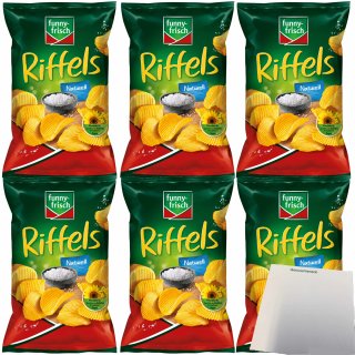 Funny-Frisch Riffels Naturell Kartoffelchips 6er Pack (6x150g Packung) + usy Block