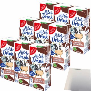 Gut&Günstig Milchdrink Schoko vollmundiger Schokogeschmack mit fettarmer Milch und Papier-Trinkhalm 3er Pack (9x200ml) + usy Block