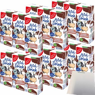 Gut&Günstig Milchdrink Schoko vollmundiger Schokogeschmack mit fettarmer Milch und Papier-Trinkhalm 6er Pack (18x200ml) + usy Block
