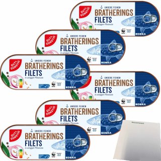 Gut&Günstig Bratheringsfilets in würziger Marinade 6er Pack (6x325g Dose) + usy Block