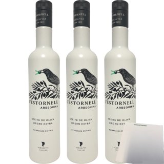 L’Estornell Arbequina Olivenöl Extra 3er Pack (3x500ml Flasche) + usy Block