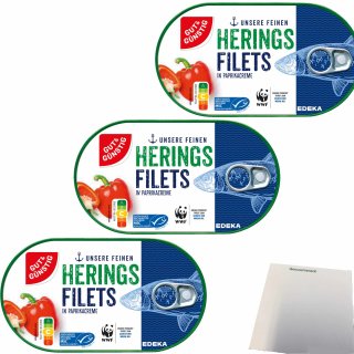 Gut&Günstig Heringsfilets in Paprikacreme mit Paprikastückchen 3er Pack (3x200g Dose)  + usy Block