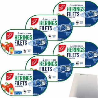 Gut&Günstig Heringsfilets in Paprikacreme mit Paprikastückchen 6er Pack (6x200g Dose) + usy Block