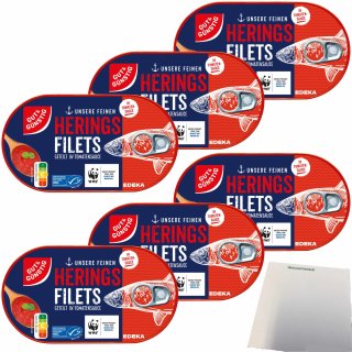 Gut&Günstig Heringsfilets in Tomatensauce 6er Pack (6x200g Dose) + usy Block