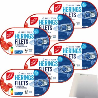 Gut&Günstig Heringsfilets in Tomatencreme mit Tomatenstückchen 6er Pack (6x200g Dose) + usy Block