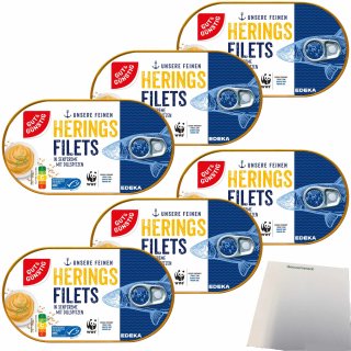 Gut&Günstig Heringsfilets in Senfcreme mit Dillspitzen 6er Pack (6x200g Packung) + usy Block