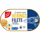 Gut&Günstig Heringsfilets in Senfcreme mit Dillspitzen 6er Pack (6x200g Packung) + usy Block