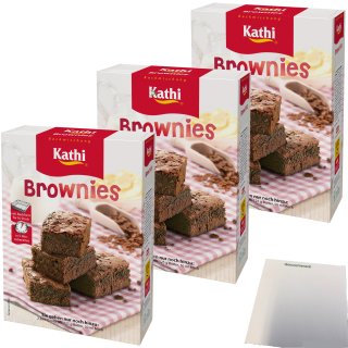 Kathi Backmischung für Brownies inkl. Backform 3er Pack (3x460g Packung) + usy Block