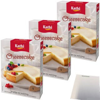 Kathi Backmischung Cheesecake Käsekuchen 3er Pack (3x420g Packung) + usy Block