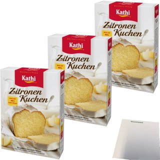 Kathi Backmischung für Zitronenkuchen mit Glasur 3er Pack (3x485g Packung) + usy Block