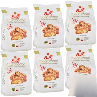 Belli Cantuccini Gebäck mit 25% Mandeln 6er Pack (6x250g Beutel) + usy Block