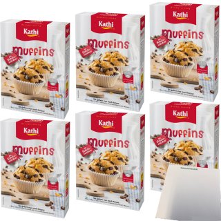 Kathi Backmischung für Muffins mit Schokoladenstückchen 6er Pack (6x360g Packung) + usy Block