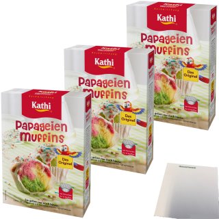 Kathi Backmischung für Papageienmuffins mit Förmchen 3er Pack (3x460g Packung) + usy Block