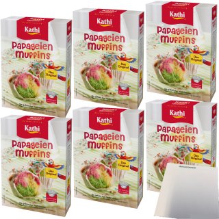 Kathi Backmischung für Papageienmuffins mit Förmchen 6er Pack (6x460g Packung) + usy Block