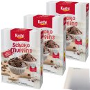Kathi Backmischung für Schoko Muffins mit Schokoladenstücken und Förmchen 3er Pack (3x380g Packung) + usy Block
