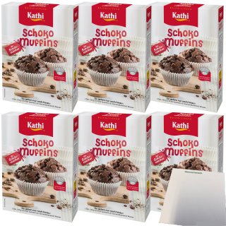 Kathi Backmischung für Schoko Muffins mit Schokoladenstücken und Förmchen 6er Pack (6x380g Packung) + usy Block