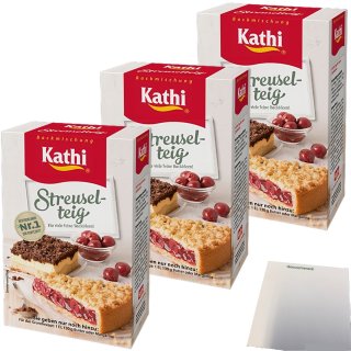 Kathi Backmischung für Streuselteig 3er Pack (3x420g Packung) + usy Block
