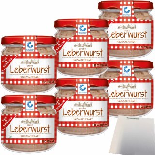 Gut&Günstig Leberwurst grob mit Majoran verfeinert Spitzenqualität 6er Pack (6x250g Glas) + usy Block