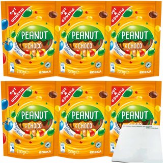 Gut&Günstig Dragierte Erdnüsse bunt mit Schokolade 6er Pack (6x250g Packung) + usy Block