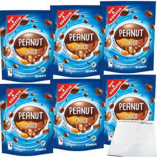 Gut&Günstig Dragierte Erdnüsse braun mit Schokolade 6er Pack (6x250g Packung) + usy Block