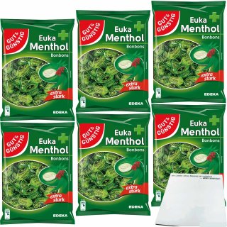 Gut&Günstig Euka-Menthol-Bonbons extra stark 6er Pack (6x300g Packung) + usy Block