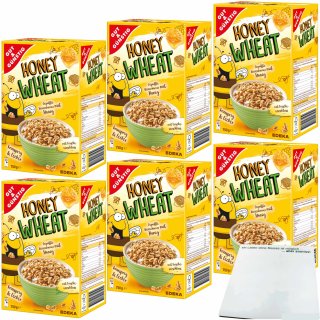 Gut&Günstig Honey Wheat gepuffte Weizenpops mit Honig gesüßt 6er Pack (6x750g Packung) + usy Block