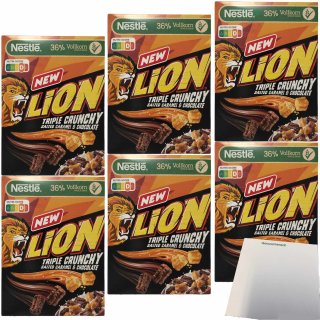 Lion Triple Crunchy salted Caramel & Chocolate Cereals in Churros Form 6er Pack (6x300g Packung) + usy Block