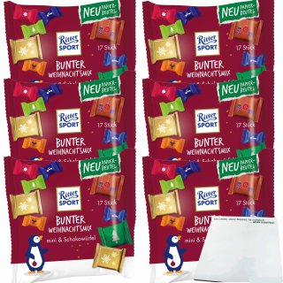 Ritter Sport Bunter Weihnachtsmix 6er Pack (6x195g Packung) + usy Block
