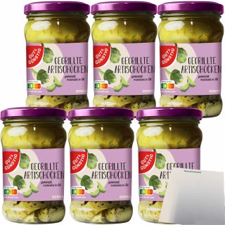 Gut&Günstig Gegrillte Artischocken geviertelt in Sonnenblumenöl mit mediterranen Kräutern und Knoblauch verfeinert 6er Pack (6x280g Glas) + usy Block