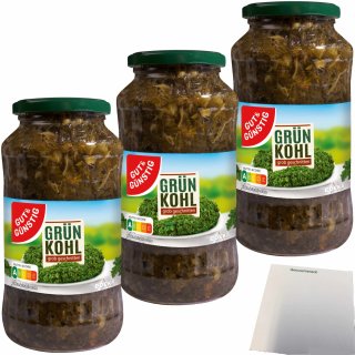 Gut&Günstig Grünkohl erntefrisch verarbeitet im praktischen Glas 3er Pack (3x660g Glas) + usy Block
