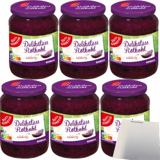 Gut&Günstig Delikatess-Rotkohl tafelfertig erntefrisch verarbeitet 6er Pack (6x680g Glas) + usy Block