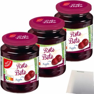 Gut&Günstig Rote Bete Kugeln geschält bissfest 3er Pack (3x330g Glas) + usy Block